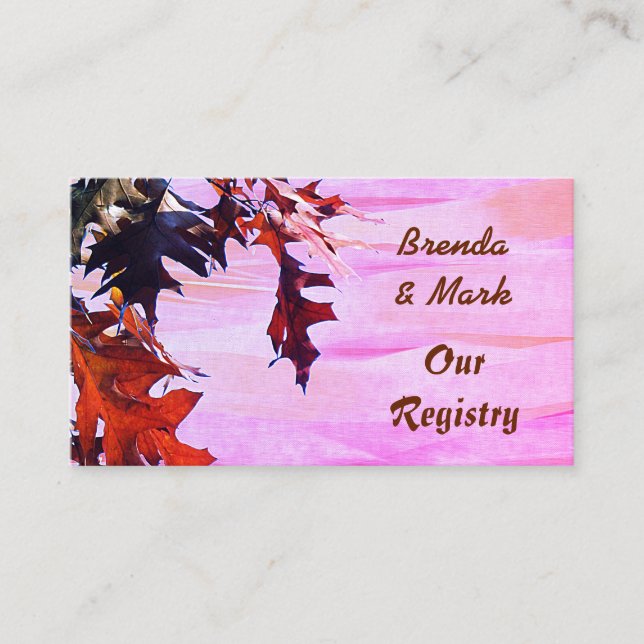 Carte d'enregistrement Automne Feuilles Rose (Devant)