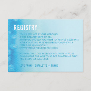 CARTE D'ENREGISTREMENT : : bleu d'aquarelle