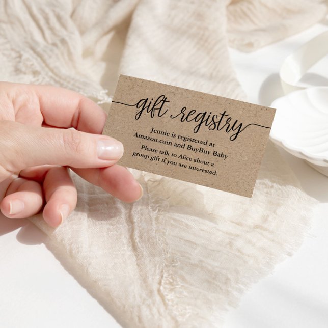 Carte d'enregistrement cadeau, Baby shower Kraft r (Créateur téléchargé)