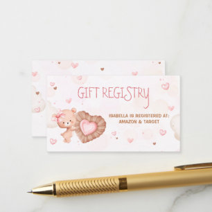 Carte d'enregistrement cadeau de Baby shower rose 