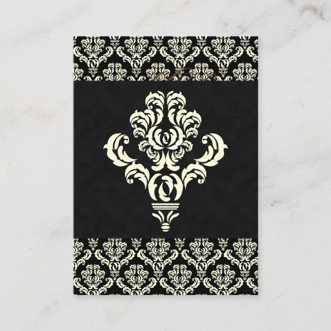Carte d'enregistrement cadeau mariage Damask Black (Devant)