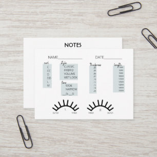 Carte d'enregistrement client Lash