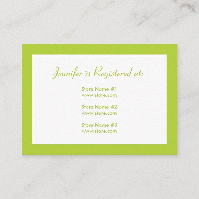 Carte d'enregistrement de baby shower avec date -  (Devant)