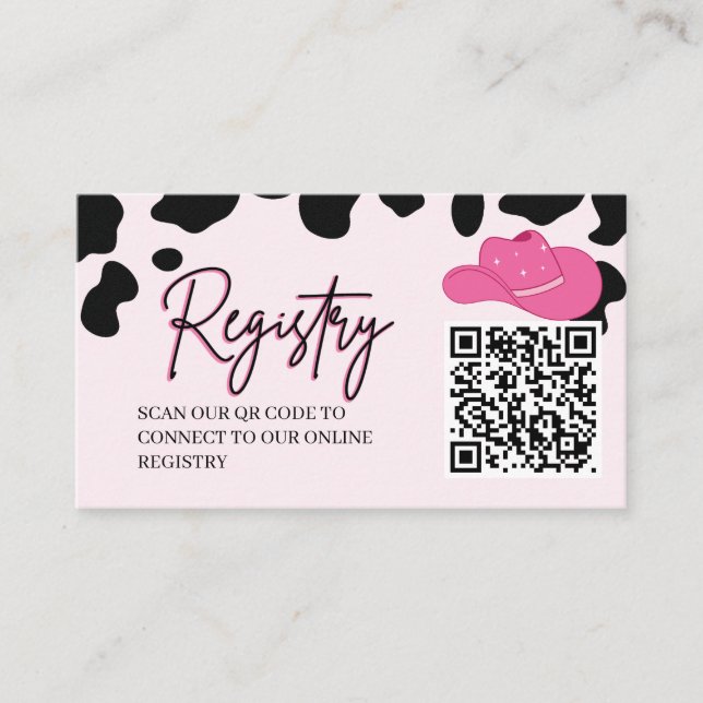 Carte d'enregistrement de code QR rose rodéo Derni (Devant)