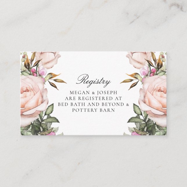 Carte d'enregistrement de fleurs roses du jardin (Devant)