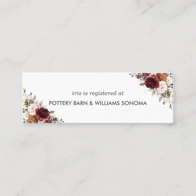 Carte d'enregistrement de la mariée florale orange (Devant)