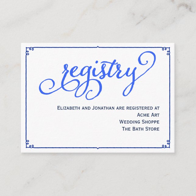 Carte d'enregistrement du Mariage Winter Blues Cal (Devant)