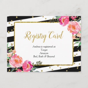 Carte d'enregistrement floral à rayures blanches n