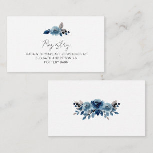 Carte d'enregistrement floral bleu poussiéreux