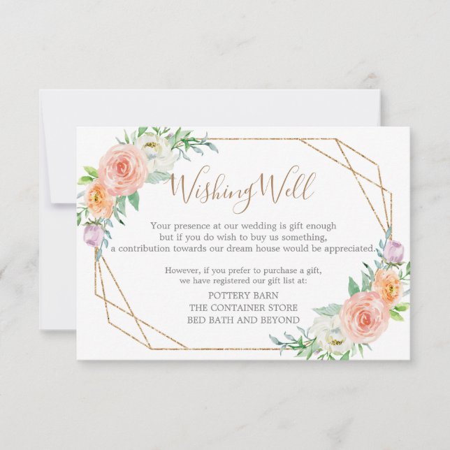 Carte d'enregistrement Mariage des fleurs d'aquare (Devant)