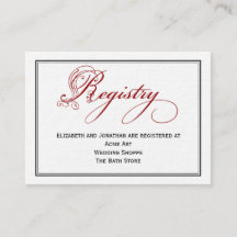 Carte d'enregistrement Mariage Red Royal Script