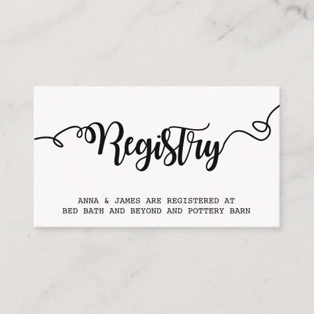Carte d'enregistrement Mariage simple et moderne (Devant)