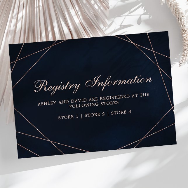 Carte d'enregistrement rose Gold Geometry Midnight (Créateur téléchargé)