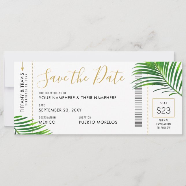 Carte d'enregistrement Tropical Green Palm Boardin (Devant)