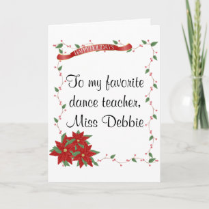 Carte d'enseignant de danse joyeuse des fêtes