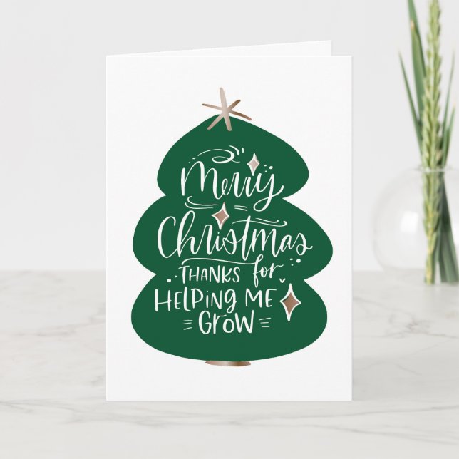 Carte d'enseignant Merci de Noël (Devant)