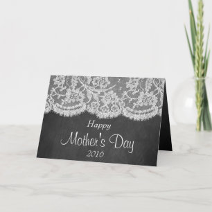 Carte Dentelle blanche sur Chalkboard Bonne fête des mèr