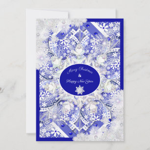 Carte Dentelle en céramique bleu de grèce & flocon de ne