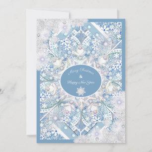 Carte Dentelle en céramique bleu & flocon de neige