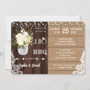 Carte Dentelle Rustique Floral Burlap Grange I DO BBQ
