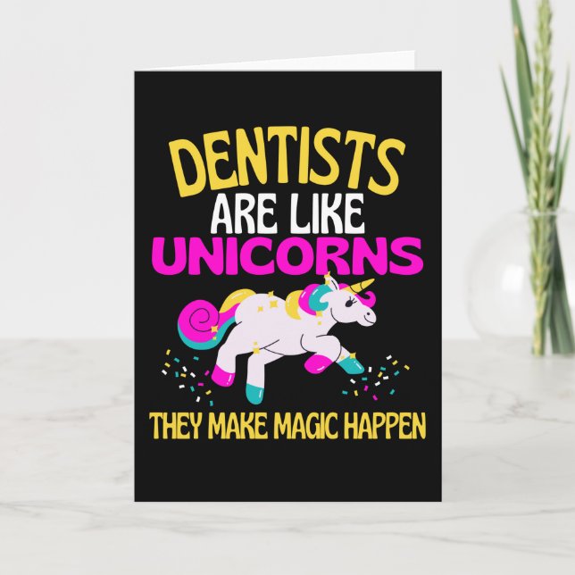Carte Dentist Unicorn, Magique Unicorne Dentistes (Devant)