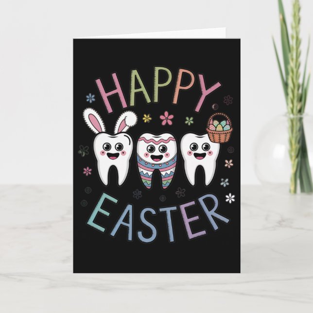 Carte Dentiste de Pâques Dent Doux Dents Dentaires Istan (Devant)