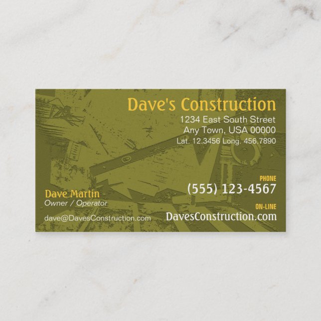 Carte d'entreprise de construction (Devant)