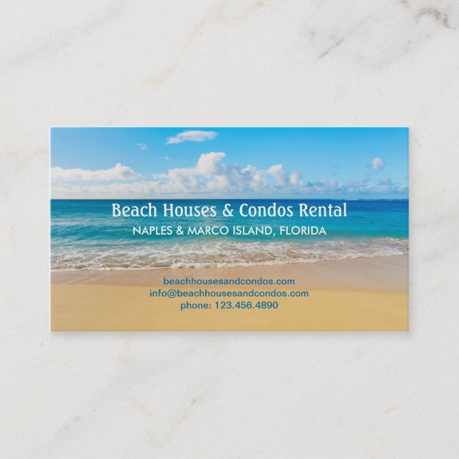 Carte d'entreprise de location de Chambre de plage (Devant)