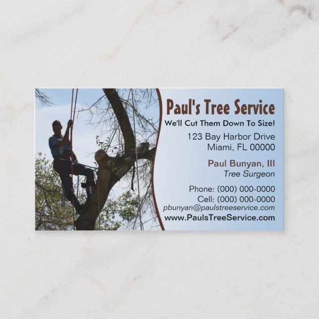 Carte d'entreprise de services d'arbre (Devant)