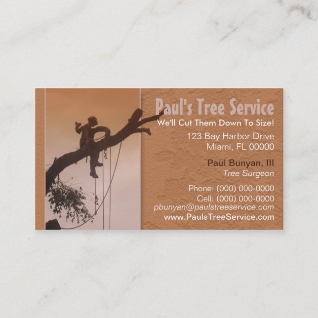 Carte d'entreprise de services d'arbre (Devant)