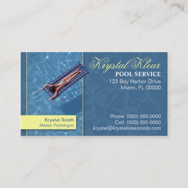 Carte d'entreprise de services de piscine (Devant)
