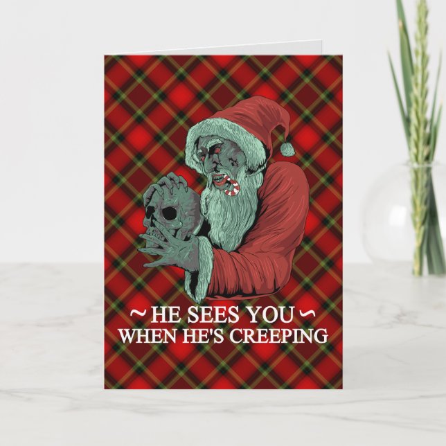 Carte Déplaisant Funny Horror Père Noël Krampus Noël (Devant)
