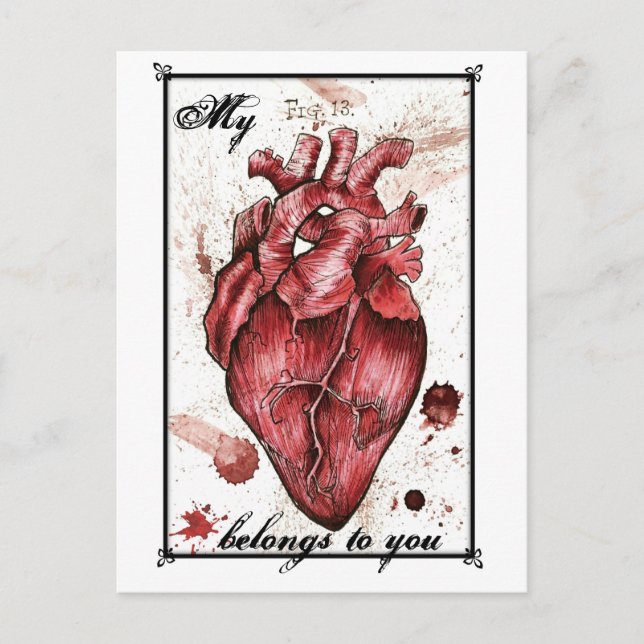 Carte déplaisante d'amour du coeur Edgar Allan Poe (Devant)