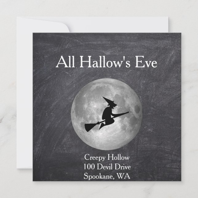 Carte déplaisante Hollow Halloween Witch et Moon C (Devant)