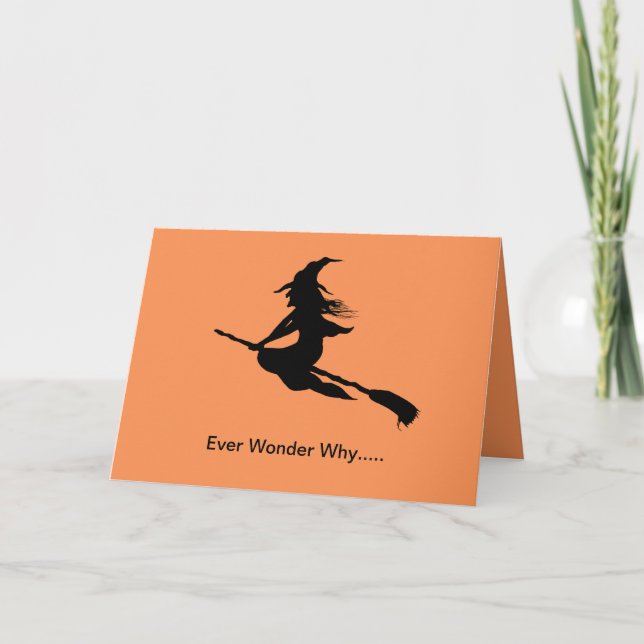 Carte d'équitation Silhouette Sorcière Halloween (Devant)