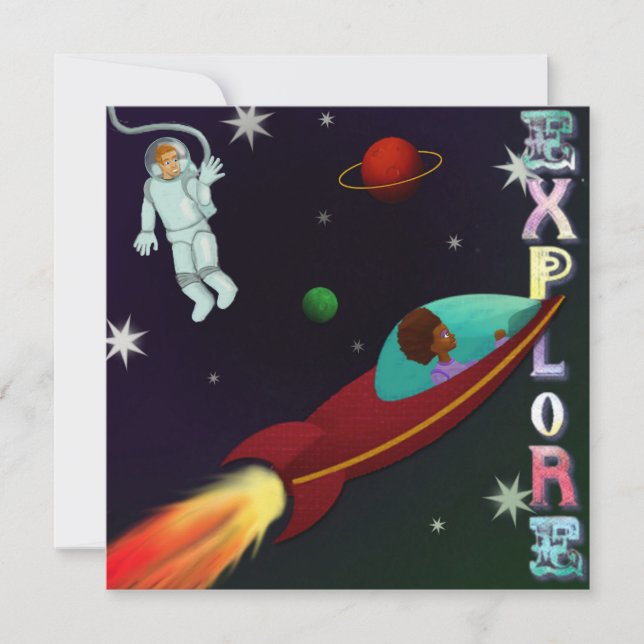 Carte des astronautes spatiaux mignons (Devant)