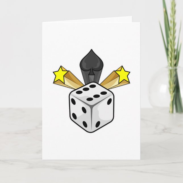 Carte Dés au Poker avec des Piques & des Étoiles (Devant)