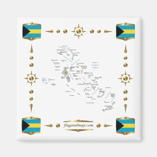 Carte des Bahamas + Magnet des drapeaux