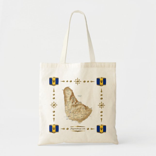 Carte des Barbade + Sac de drapeaux (Devant)