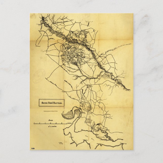 Carte des batailles de sept jours de la guerre civ (Devant)