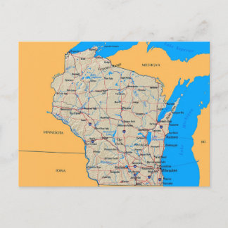 Carte des cartes postales du Wisconsin