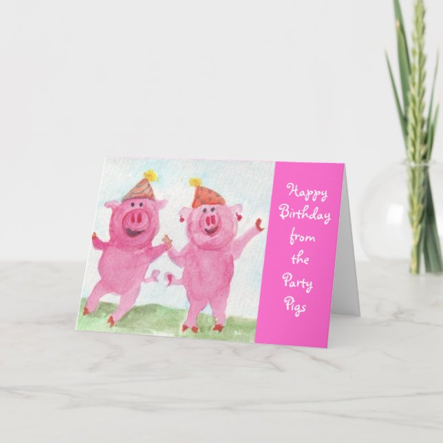 Carte Des cochons de fête vous souhaitent un joyeux anni (Devant)