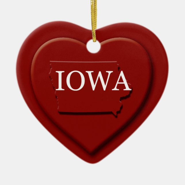 Carte des Coeurs de l'Iowa Ornement de Noël (Devant)