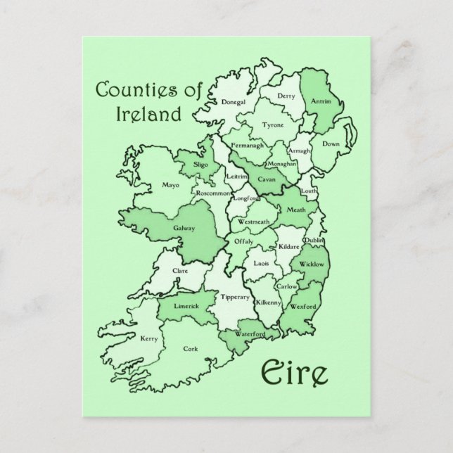 Carte des comtés d'Irlande (Devant)