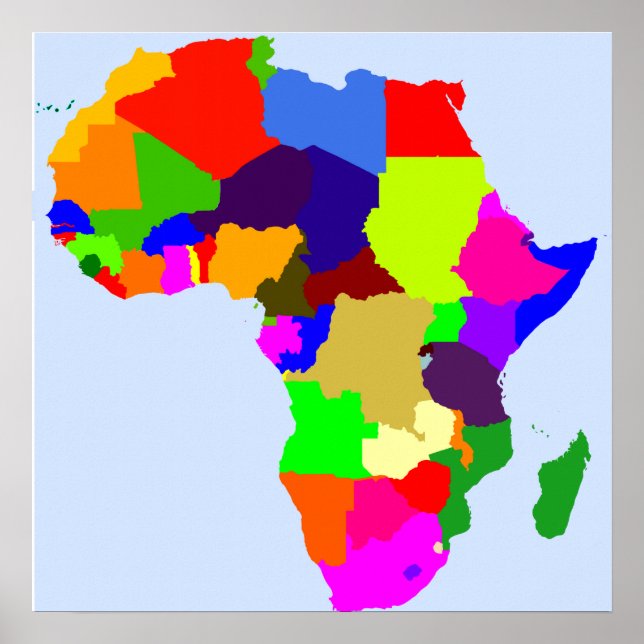 Carte des couleurs de l'Afrique Poster - Blanc (Devant)