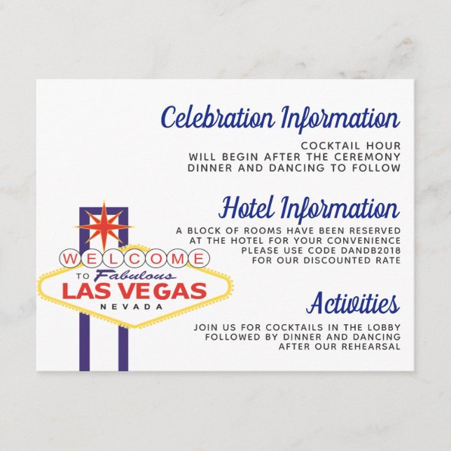 Carte des détails des signes Vegas (Devant)