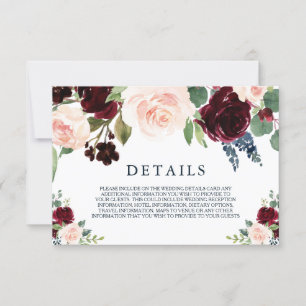 Carte des détails Mariage de la Marine Vin Rouge B