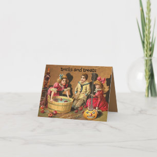 Carte Des enfants vintages à la bombe pour des pommes Ha