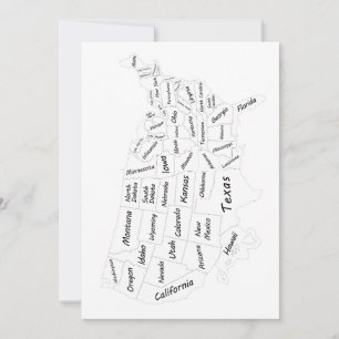 Carte des États-Unis noir et blanc 