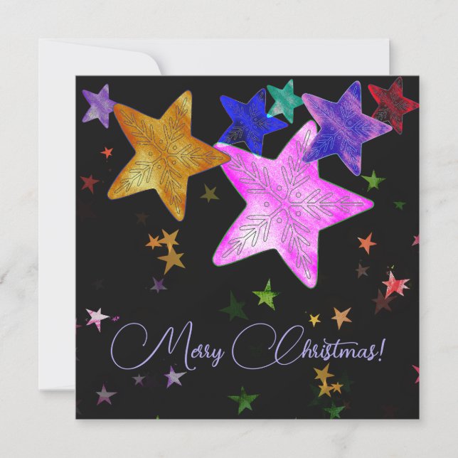 Carte Des étoiles brillantes multicolores - Joyeux Noël  (Devant)